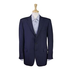 Hickey Freeman Blue Blazer Houndstooth Wool Sportcoat Jacket 40R